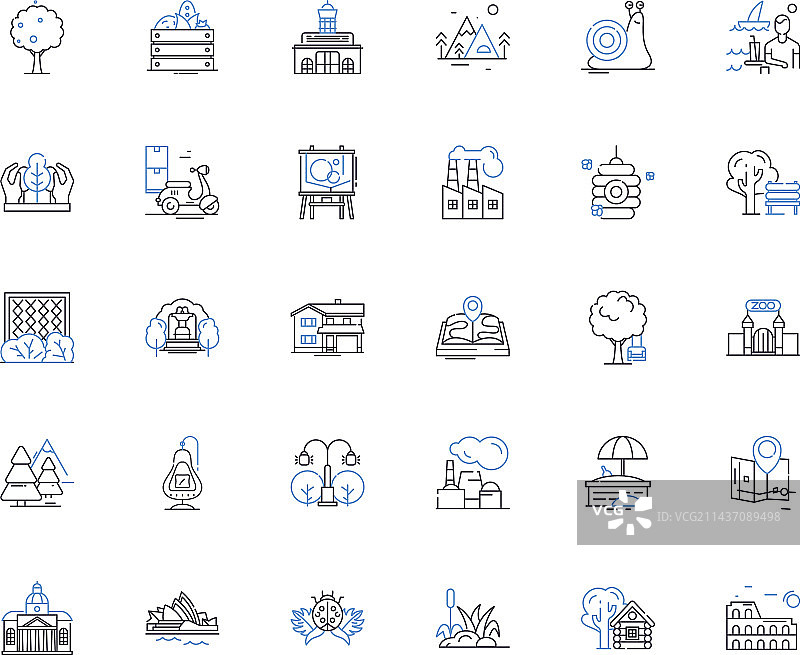 郊区小路线性图标合集图片素材