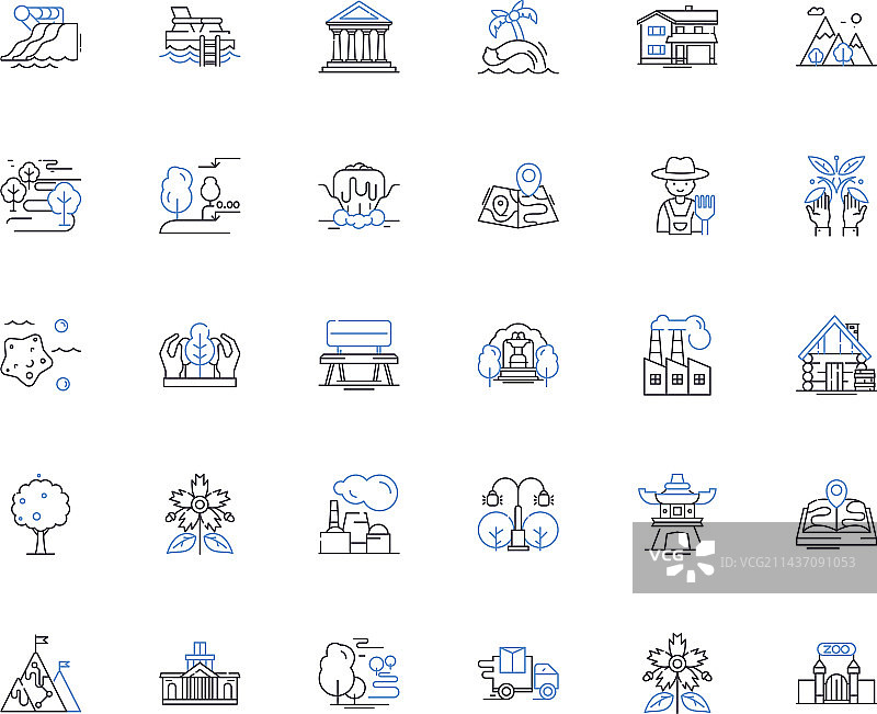 森林和林地线性图标合集图片素材