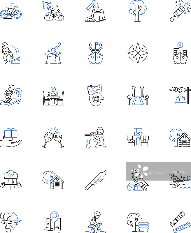 沉浸式虚拟现实线性图标合集图片素材