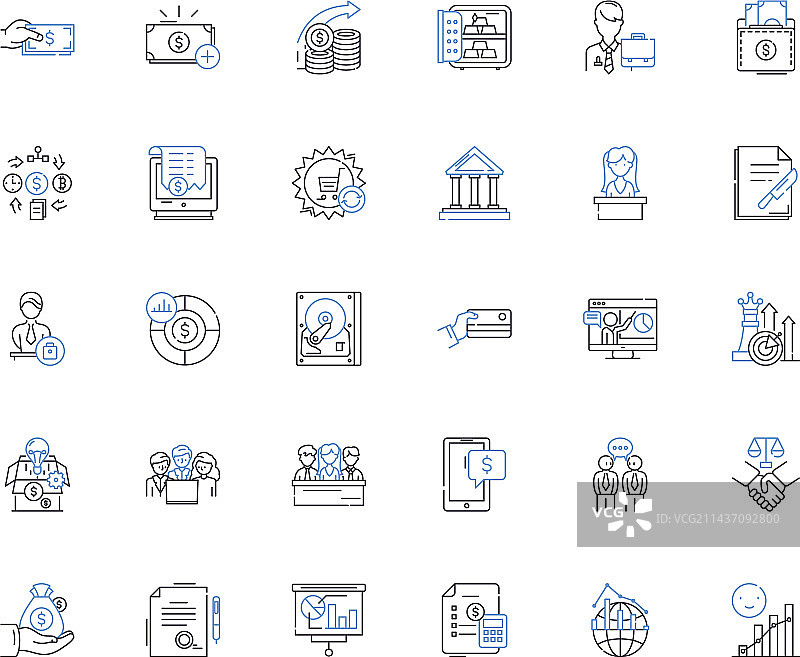 银行公司贷款线性图标合集图片素材