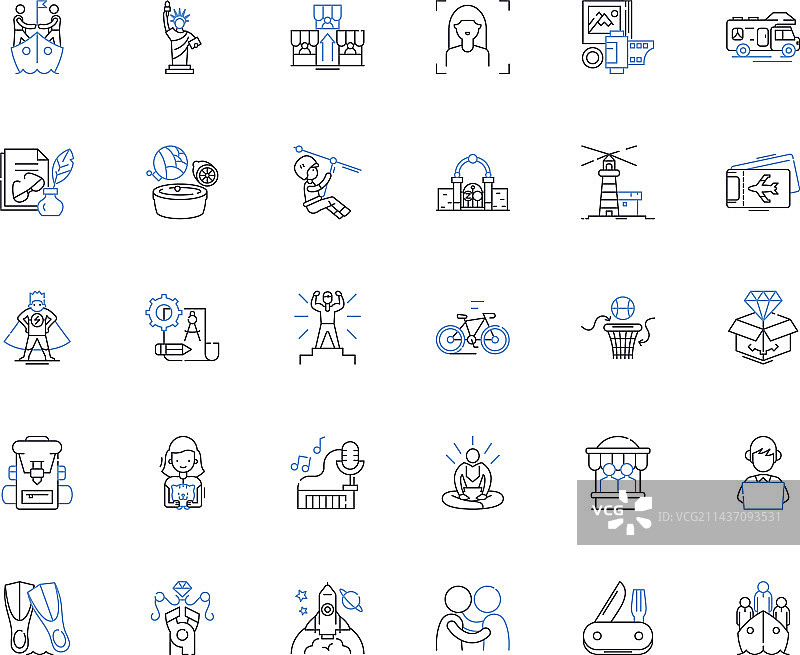 运动和休闲线性图标合集图片素材