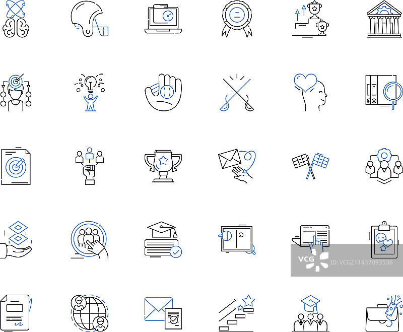 团队运动线性图标合集：足球图片素材