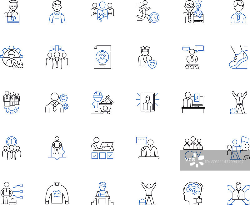 尊敬长辈习俗线性图标合集图片素材