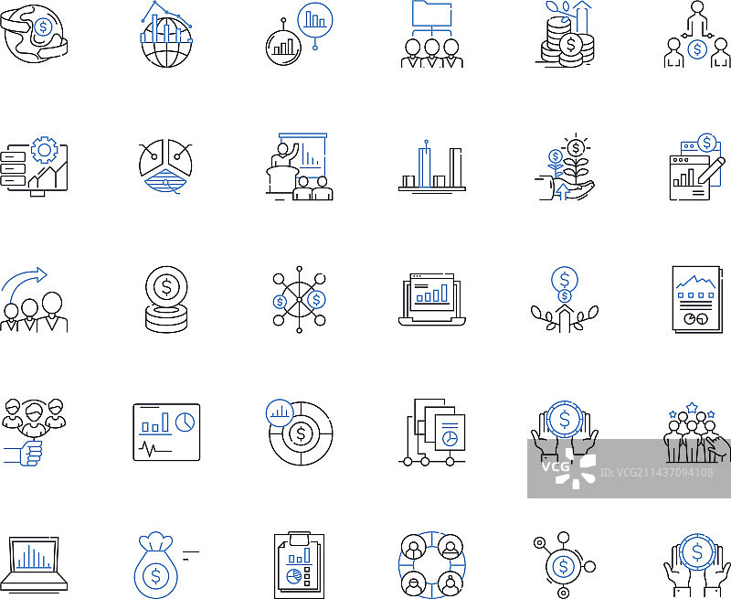 财务预算收入线性图标图片素材