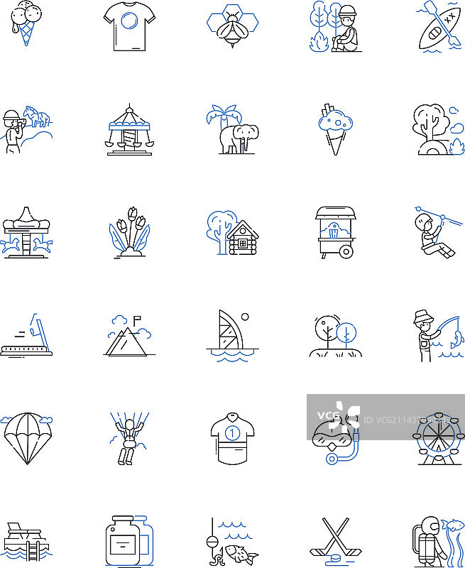 温暖季节和休闲线性图标合集图片素材