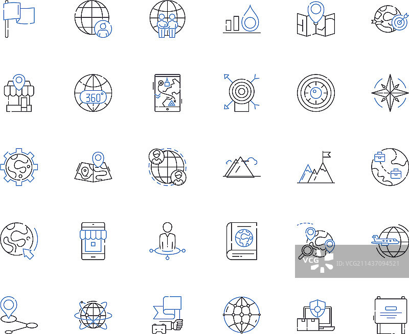 地理位置线性图标集合图片素材