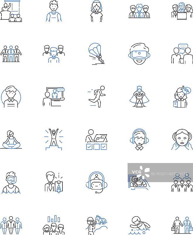 年轻的初级队列线条图标系列图片素材