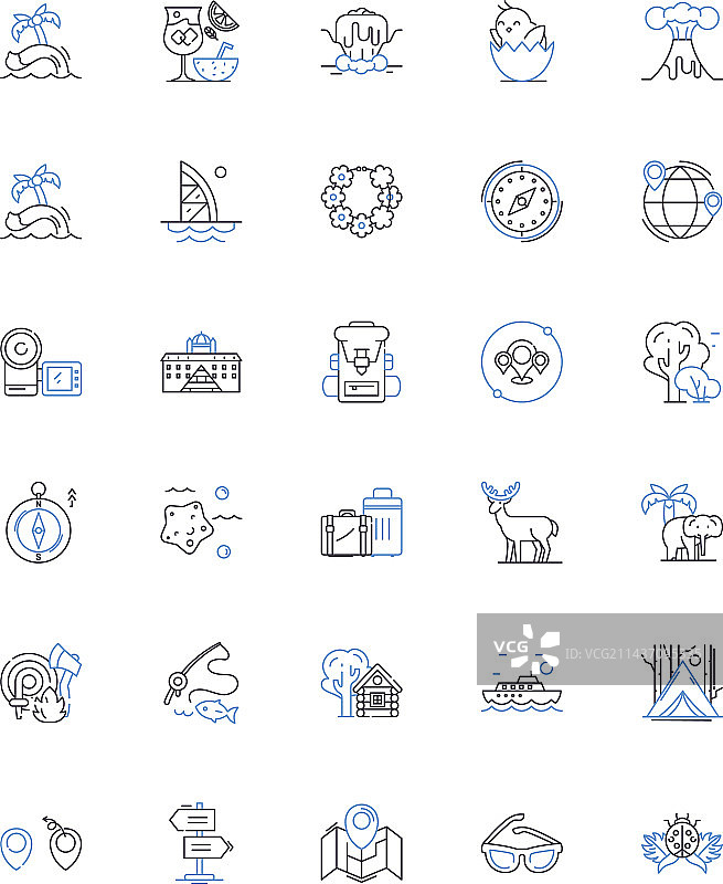 无畏航程线条图标合集，冒险主题图片素材
