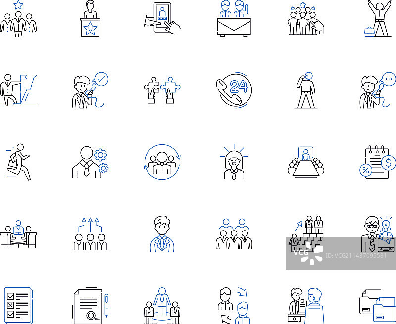 办公桌伙伴线性图标系列图片素材