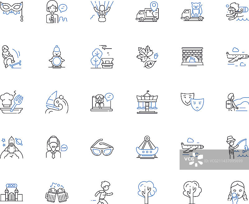 中断线条图标集合：暂停、放松、休息图片素材