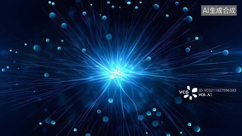 【AI数字艺术】黑色背景下的蓝色动感光线背景图片素材