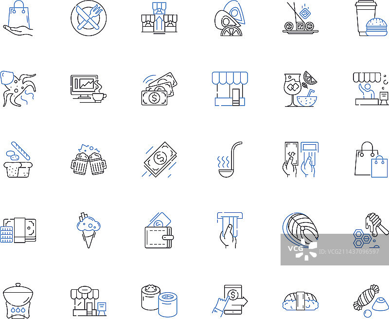 怀旧美式小餐馆线性图标图片素材