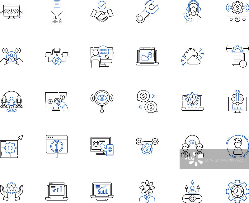 技能提升学习线性图标合集图片素材