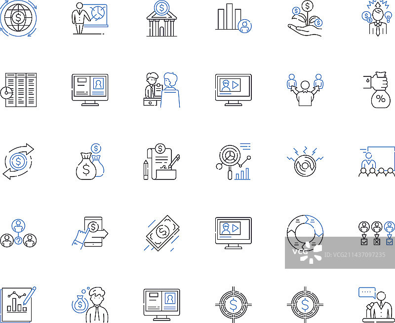 投资基金线性图标集图片素材