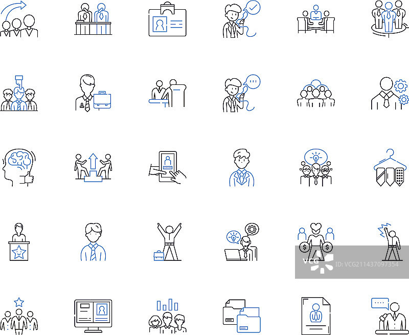 招聘雇佣关系线条图标合集图片素材