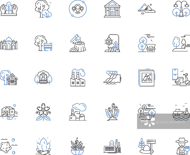 海洋波浪线性图标合集图片素材