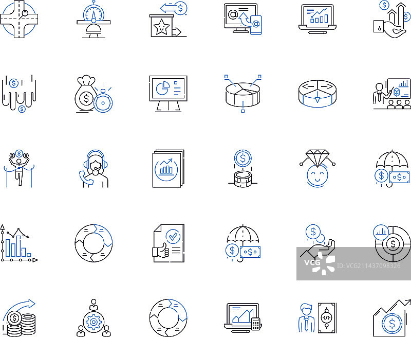 财政政策线性图标合集图片素材