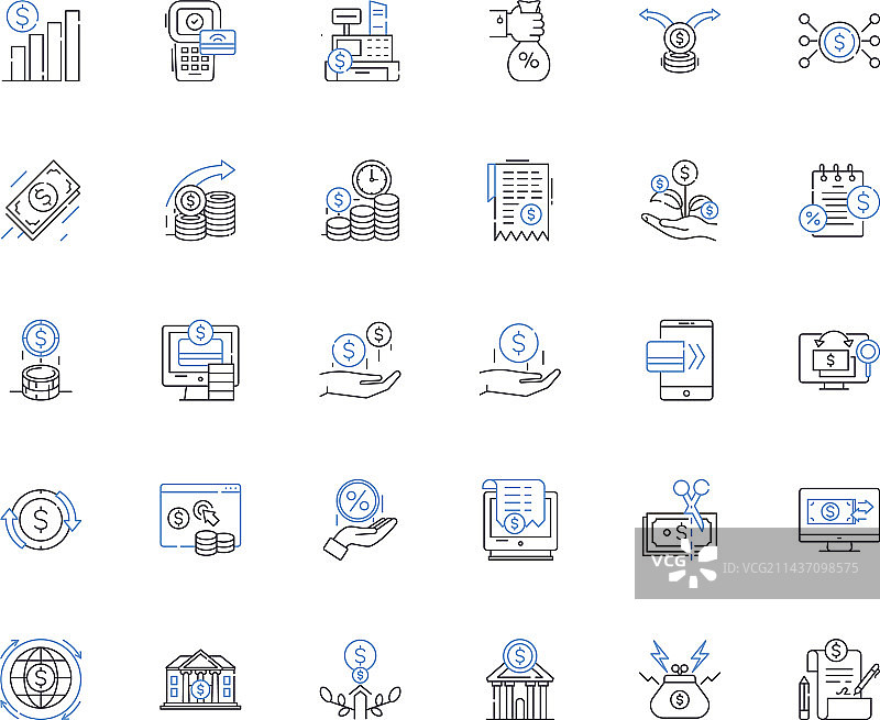 薪资工资补偿线性图标合集图片素材