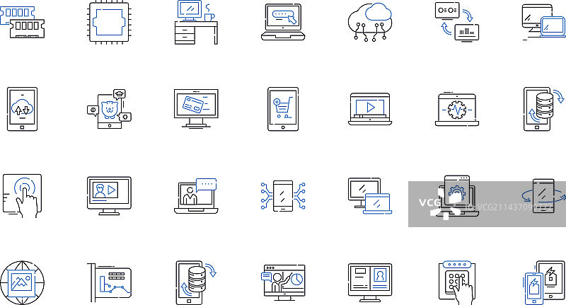 无线技术线性图标合集图片素材