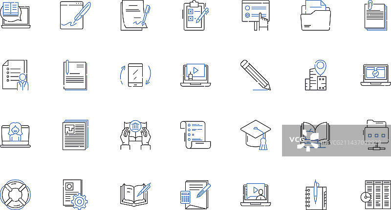 数字化教学线性图标合集图片素材