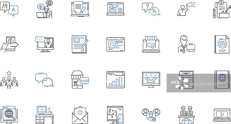 客户互动线性图标合集图片素材