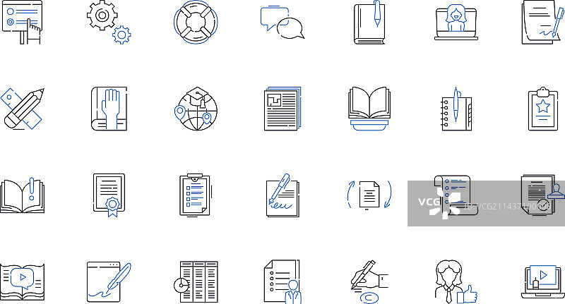 数字课程线性图标合集图片素材