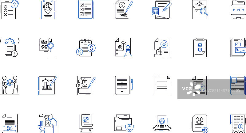 收款凭证线性图标集合交易证明图片素材