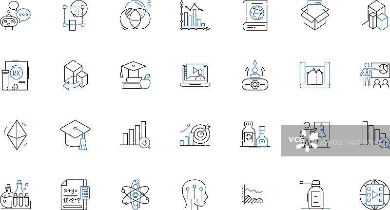 生物学线性图标合集：DNA细胞有丝分裂图片素材