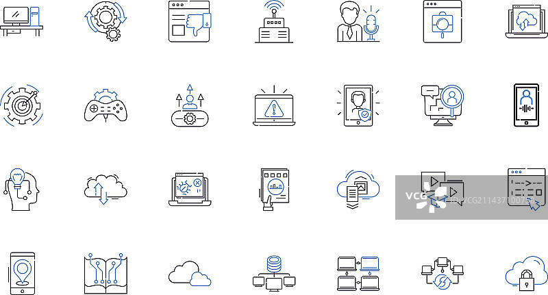 高科技工具线性图标合集：机器人图片素材