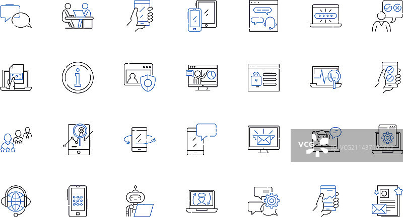 收入账户线性图标集合：薪资图片素材
