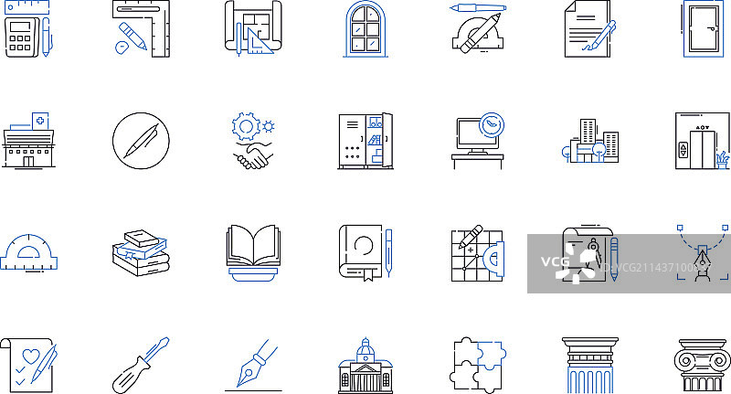 建筑材料线性图标合集图片素材