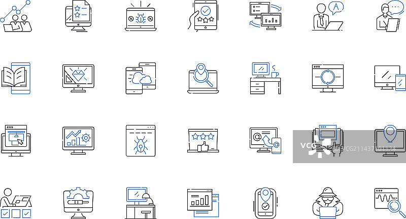 系统服务器线性图标集合可扩展性图片素材