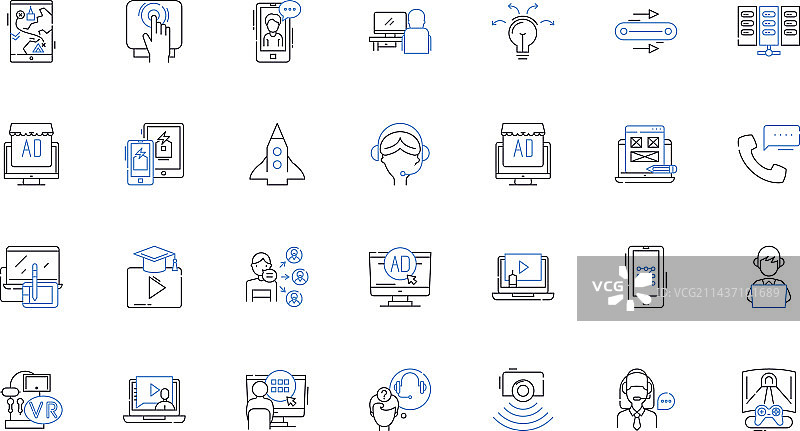 声波系统线性图标合集图片素材
