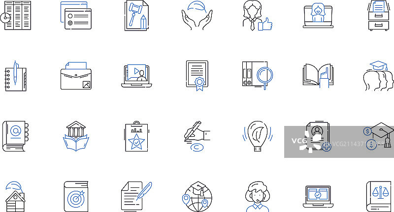 现代科幻小说线性图标合集：反乌托邦图片素材