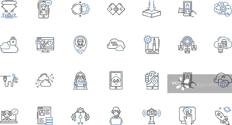 数字化转型线性图标合集图片素材