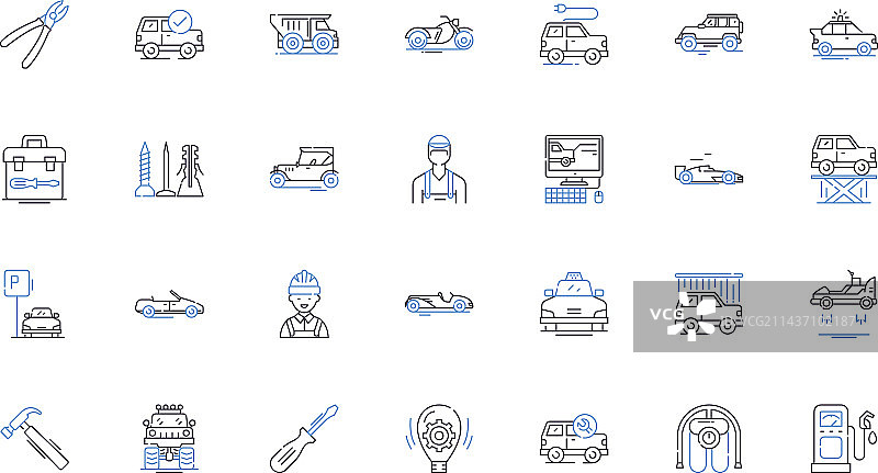 技术支持线性图标合集图片素材