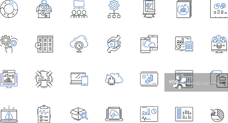 投资和金融线性图标集合图片素材