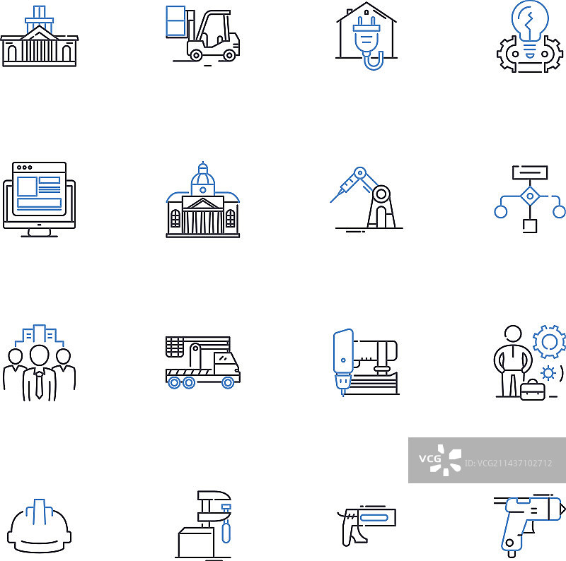 水管工线性图标集合管道排水图片素材