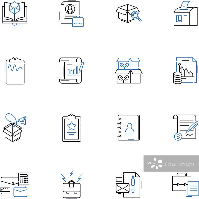 文件柜和文件线性图标合集图片素材