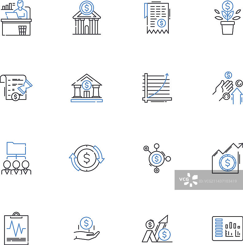 收入估算线性图标合集图片素材