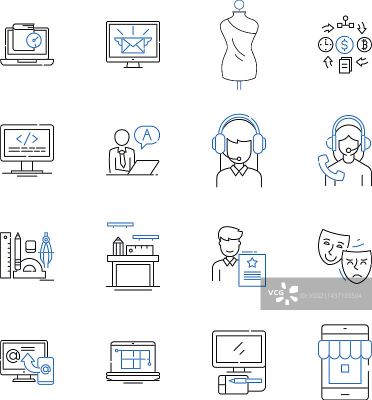 独立顾问线条图标合集图片素材