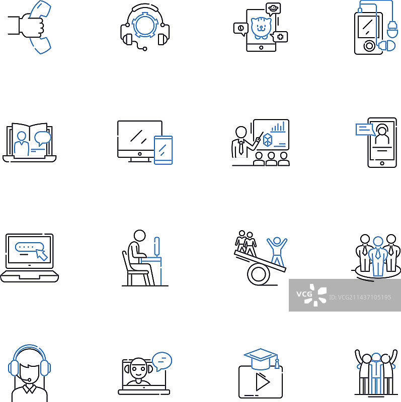 会议互动线性图标图片素材