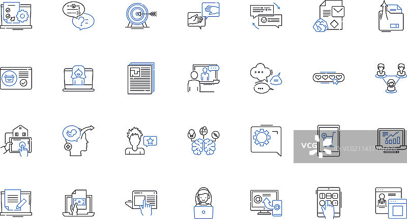 按点击付费线性图标集合广告图片素材