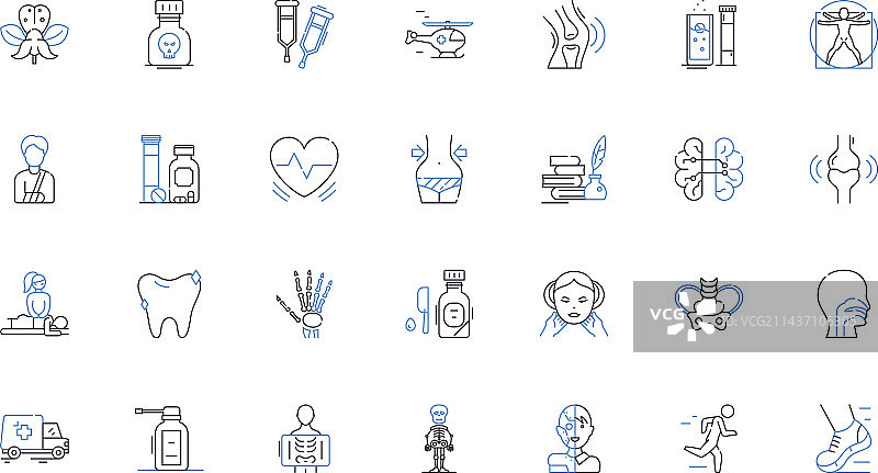 健康中心线性图标集合：健康图片素材