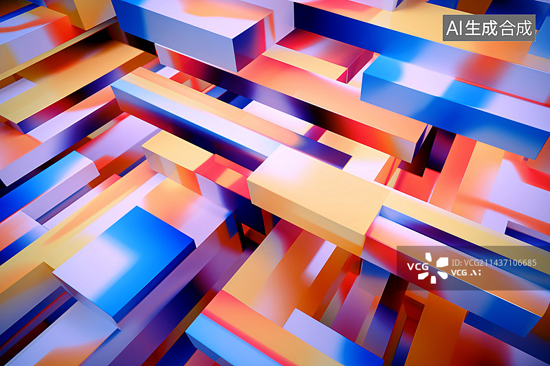 【AI数字艺术】抽象明亮彩色的立方体艺术背景图片素材
