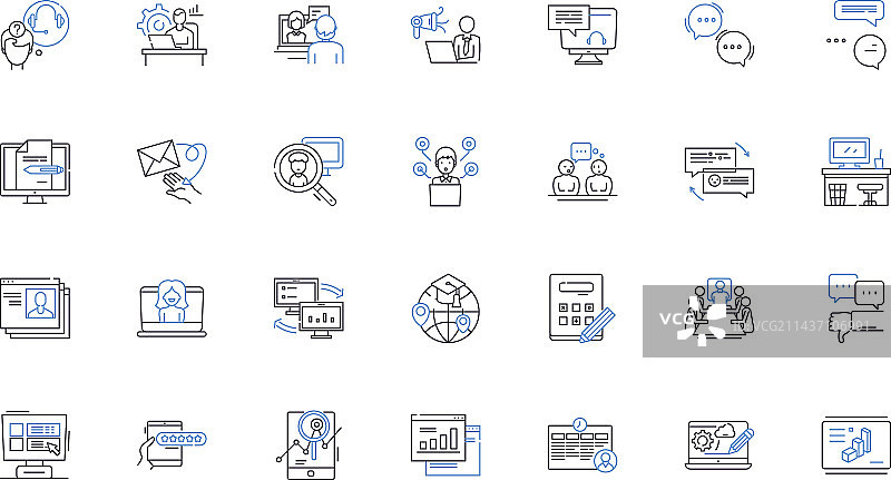 网民线性图标在线虚拟集合图片素材