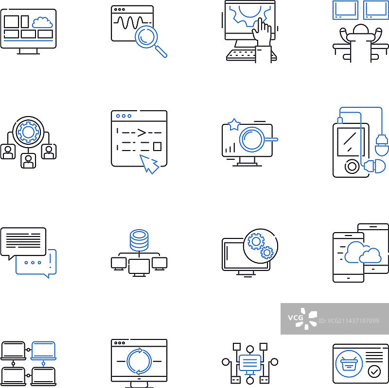 信息安全线性图标合集图片素材