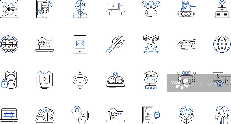 网络安全线性图标加密合集图片素材