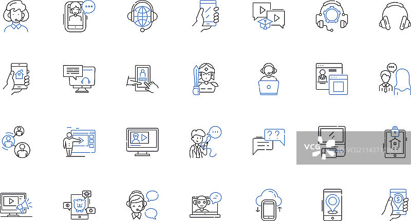 头戴式和入耳式耳机系列线性图标图片素材