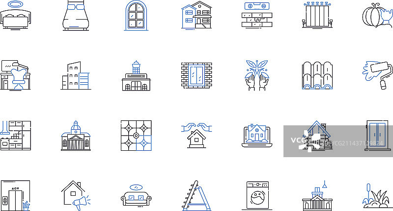 医院扩建线性图标集图片素材